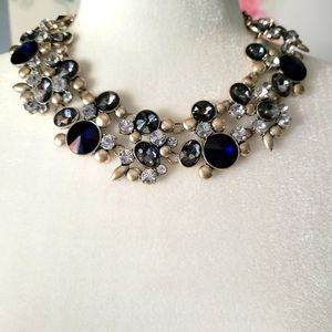 Bib Statement Necklace Colorful Glass Crystal Collar Choker Necklace